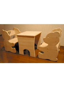 Intra απο ξύλο plywood 3mm-4mm πάχος - Σετ καρέκλας και τραπεζιού Bear για παιδιά με σχέδια CNC Router Δίασταση 30x30 cm Intraeaxys-91jdp5l1