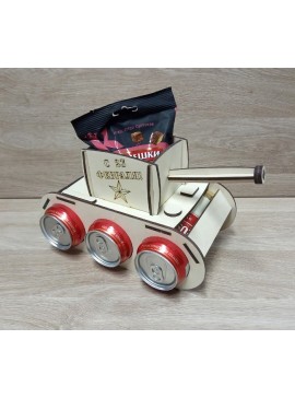 Intra απο ξύλο plywood 3mm-4mm πάχος - Θήκη σνακ μπύρας Tank Shape Δίασταση 30x30 cm Intraeaxys-r1z2y3l1