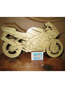 Intra απο ξύλο plywood 3mm-4mm πάχος - Χαραγμένη μοτοσυκλέτα Kawasaki Δίασταση 30x30 cm Intraeaxys-yon0vjy7