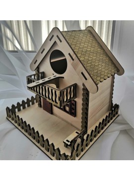 Intra απο ξύλο plywood 3mm-4mm πάχος - Cottage Bird House Δίασταση 40x50 cm Intraeaxys-r1z24rl1