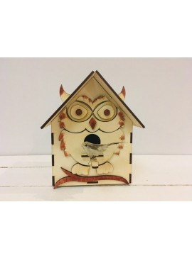 Intra απο ξύλο plywood 3mm-4mm πάχος - Κουκουβάγια Birdhouse Δίασταση 40x50 cm Intraeaxys-pokm3nd1