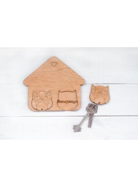 Intra απο ξύλο plywood 3mm-4mm πάχος - Κουκουβάγια κλειδοθήκη Δίασταση 30x30 cm Intraeaxys-p7yrmp5o