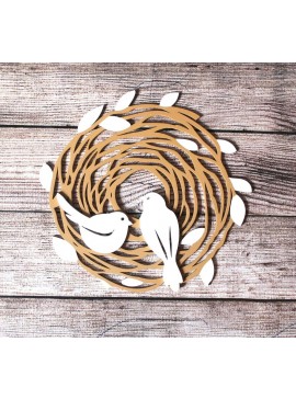 Intra απο ξύλο plywood 3mm-4mm πάχος - Διακόσμηση τοίχου με φωλιά πουλιών Δίασταση 30x30 cm Intraeaxys-pok32mk7