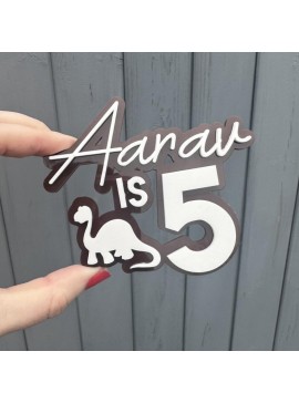 Intra απο ξύλο plywood 3mm-4mm πάχος - Topper 5ων γενεθλίων Dinosaur Cake Topper Δίασταση 30x30 cm Intraeaxys-075kdl37