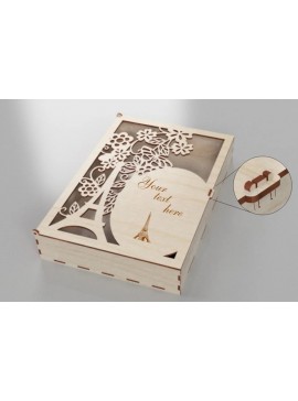 Intra απο ξύλο plywood 3mm-4mm πάχος - Ξύλινο κουτί αποθήκευσης Paris Eiffel Tower Δίασταση 30x30 cm Intraeaxys-075y4zpo