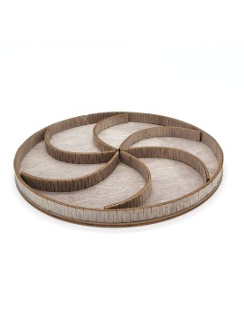 Intra απο ξύλο plywood 3mm-4mm πάχος - Ξύλινος Στρογγυλός Διακοσμητικός Δίσκος με Διατομές Δίασταση 30x30 cm Intraeaxys-yon0wny7
