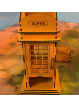 Intra απο ξύλο plywood 3mm-4mm πάχος - Θήκη μολυβιού βρετανικού τηλεφωνικού θαλάμου Δίασταση 30x30 cm Intraeaxys-m1d6p3d7