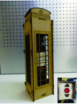 Intra απο ξύλο plywood 3mm-4mm πάχος - London Phone Box Wine Holder Box Δίασταση 30x30 cm Intraeaxys-e1gkn3yo