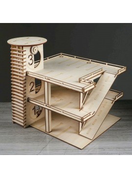 Intra απο ξύλο plywood 3mm-4mm πάχος - Γκαράζ πολλαπλών επιπέδων στάθμευσης για αυτοκίνητα παιχνιδιών Δίασταση 30x30 cm Intraeaxys-6o3yw4r7