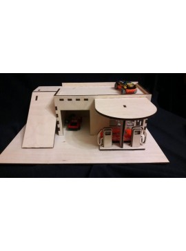 Intra απο ξύλο plywood 3mm-4mm πάχος - Πρατήριο βενζίνης Toy Car Parking 4mm Δίασταση 30x30 cm Intraeaxys-qommn4po