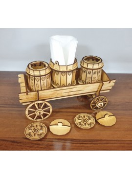 Intra απο ξύλο plywood 3mm-4mm πάχος - Θήκη για χαρτοπετσέτα αλάτι πιπέρι σε σχήμα καροτσιού Δίασταση 30x30 cm Intraeaxys-m1d695e7