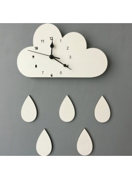 Intra απο ξύλο plywood 3mm-4mm πάχος - Σκανδιναβικό στυλ κινουμένων σχεδίων Cloud Clock Διακόσμηση παιδικού δωματίου Δίασταση 30x30 cm Intraeaxys-r1zq0gn1