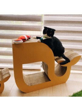 Intra απο ξύλο plywood 3mm-4mm πάχος - Σπίτι για γάτα σε σχήμα φάλαινας Ξύστρα για γάτες από χαρτόνι Δίασταση 40x50 cm Intraeaxys-voq3d4q7