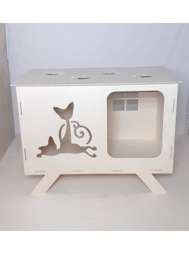 Intra απο ξύλο plywood 3mm-4mm πάχος - Ξύλινο σπίτι για γάτες Δίασταση 40x50 cm Intraeaxys-p7ymwpr7