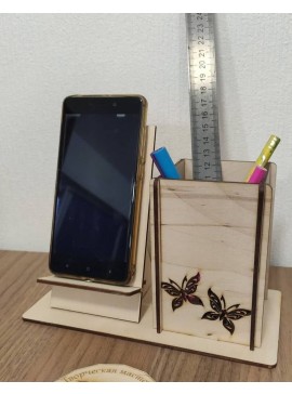 Intra απο ξύλο plywood 3mm-4mm πάχος - Ξύλινη βάση τηλεφώνου και στυλό Δίασταση 30x30 cm Intraeaxys-joedyz81