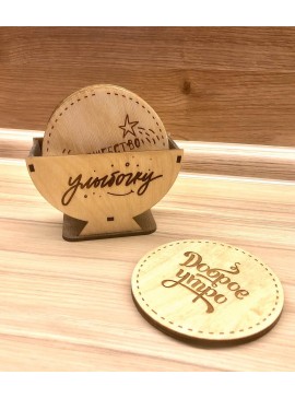 Intra απο ξύλο plywood 3mm-4mm πάχος - Σετ σουβέρ με θήκη Δίασταση 30x30 cm Intraeaxys-r7vmev57