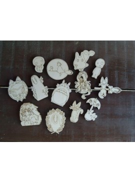 Intra απο ξύλο plywood 3mm-4mm πάχος - Χαραγμένα εικονίδια κινουμένων σχεδίων Miyazaki Μαγνήτες Δίασταση 30x30 cm Intraeaxys-r1z2pjl1