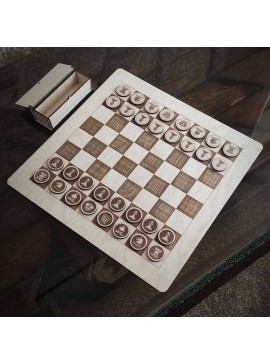 Intra απο ξύλο plywood 3mm-4mm πάχος - Σετ σκακιού με χαραγμένο Δίασταση 30x30 cm Intraeaxys-yon0vyp7