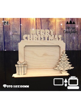 Intra απο ξύλο plywood 3mm-4mm πάχος - Ξύλινη κορνίζα για χαρούμενα Χριστούγεννα με χαραγμένο δέντρο και κουτί δώρου Δίασταση 30x30 cm Intraeaxys-eo20l3l7