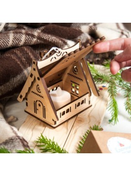 Intra απο ξύλο plywood 3mm-4mm πάχος - Χριστουγεννιάτικο Χωριό Σπίτι Δίασταση 40x50 cm Intraeaxys-qommy85o