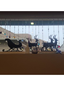 Intra απο ξύλο plywood 3mm-4mm πάχος - Χριστουγεννιάτικη διακόσμηση παραθύρου Santa Sleigh Reindeer Δίασταση 30x30 cm Intraeaxys-eo0q4p31