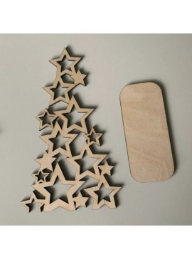Intra απο ξύλο plywood 3mm-4mm πάχος - Χριστουγεννιάτικο δέντρο από αστέρια Δίασταση 30x30 cm Intraeaxys-pokm3mj1
