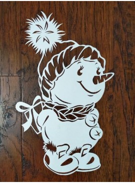 Intra απο ξύλο plywood 3mm-4mm πάχος - Χριστουγεννιάτικη διακόσμηση βιτρίνας χιονάνθρωπος Δίασταση 30x30 cm Intraeaxys-yon0le27