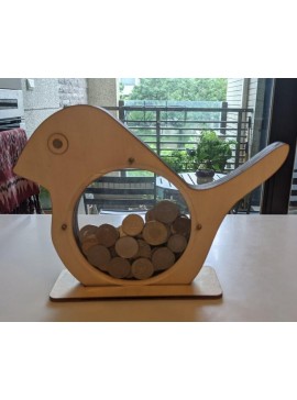 Intra απο ξύλο plywood 3mm-4mm πάχος - Cute Bird Money Box Coin Bank Κουμπαράς για παιδιά Δίασταση 30x30 cm Intraeaxys-voq2wljo