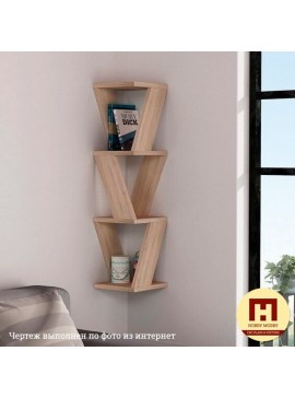 Intra απο ξύλο plywood 3mm-4mm πάχος - Γωνιακό ράφι τοίχου 18 mm Πρότυπο Δίασταση 30x30 cm Intraeaxys-075y568o