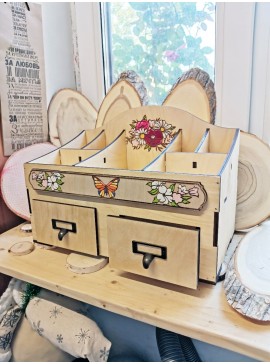 Intra απο ξύλο plywood 3mm-4mm πάχος - Cosmetics Jewelry Organizer Κουτί αποθήκευσης με συρτάρια 6mm Δίασταση 30x30 cm Intraeaxys-eoxl5kqo