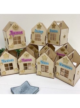 Intra απο ξύλο plywood 3mm-4mm πάχος - Θήκη για στυλό Cute House Desk Organizer Δίασταση 40x50 cm Intraeaxys-r1z2k5w1