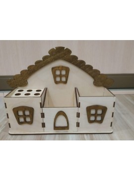 Intra απο ξύλο plywood 3mm-4mm πάχος - Οργανωτής γραφείου σε σχήμα σπιτιού Δίασταση 30x30 cm Intraeaxys-075dy28o