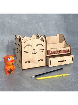 Intra απο ξύλο plywood 3mm-4mm πάχος - Cat Desk Organizer 4mm Δίασταση 30x30 cm Intraeaxys-joedqzn1