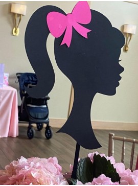 Intra απο ξύλο plywood 3mm-4mm πάχος - Φιόγκοι για τα μαλλιά με βιτρίνα με ξύλινο στάντ Barbie Silhouette Δίασταση 30x30 cm Intraeaxys-r7v6dr5o