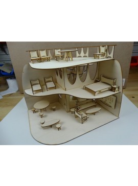 Intra απο ξύλο plywood 3mm-4mm πάχος - Ξύλινο κουκλόσπιτο με έπιπλα Δίασταση 30x30 cm Intraeaxys-r7vm94l7