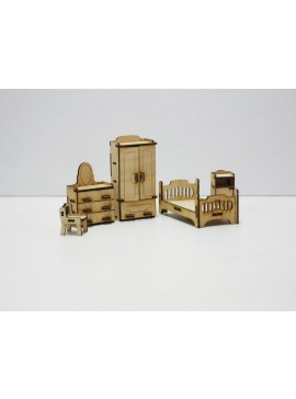 Intra απο ξύλο plywood 3mm-4mm πάχος - Σετ Έπιπλα Κουκλόσπιτου Δίασταση 30x30 cm Intraeaxys-loppqyxo