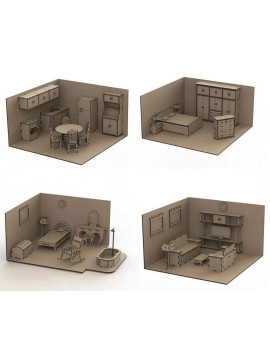 Intra απο ξύλο plywood 3mm-4mm πάχος - Σετ Έπιπλα Κουκλόσπιτου Δίασταση 30x30 cm Intraeaxys-zo9y49x7