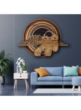Intra απο ξύλο plywood 3mm-4mm πάχος - Χαραγμένο Space Wall Art με θέμα Cosmos Decor Wall Man in Space Art Δίασταση 30x30 cm Intraeaxys-voq2k45o