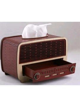 Intra απο ξύλο plywood 3mm-4mm πάχος - Vintage Radio Tissue Box Θήκη χαρτοπετσέτας Δίασταση 30x30 cm Intraeaxys-pok3gqk7