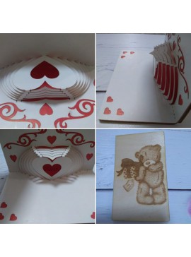 Intra απο ξύλο plywood 3mm-4mm πάχος - Χαρτί τρισδιάστατη αναδιπλούμενη ευχετήρια κάρτα Δίασταση 30x30 cm Intraeaxys-078yepno