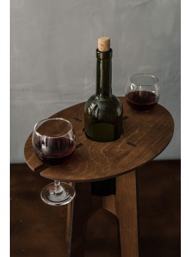 Intra απο ξύλο plywood 3mm-4mm πάχος - Wine Holder Τραπέζι κρασιού για δύο Δώρο για ζευγάρια Δίασταση 30x30 cm Intraeaxys-6o3ylej7