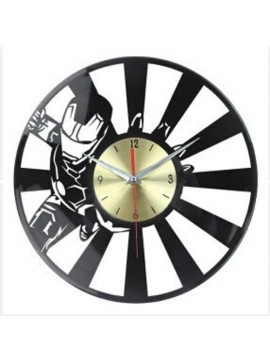 Intra απο ξύλο plywood 3mm-4mm πάχος - Ρολόι τοίχου με δίσκους βινυλίου Iron Man Δίασταση 30x30 cm Intraeaxys-r1z2zwp1