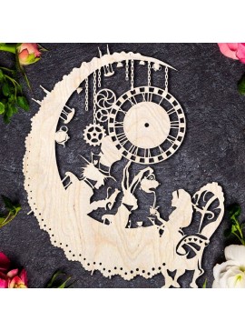 Intra απο ξύλο plywood 3mm-4mm πάχος - Ρολόι τοίχου Mad Tea Party Alice in Wonderland Δίασταση 30x30 cm Intraeaxys-lopqkr57
