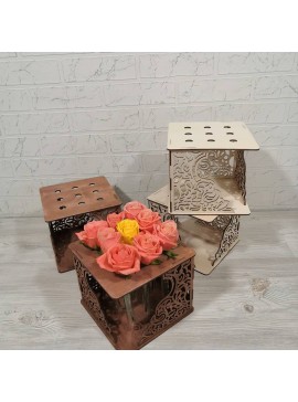 Intra απο ξύλο plywood 3mm-4mm πάχος - Διακοσμητικό σταντ λουλουδιών για δοκιμαστικό σωλήνα επιτραπέζιου φυτευτή Δίασταση 30x30 cm Intraeaxys-r1z2zzp1