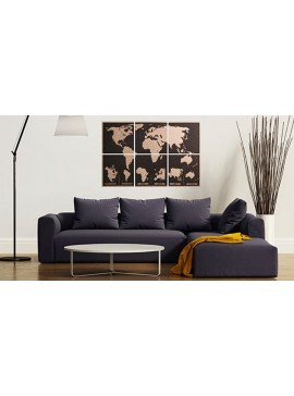 Intra απο ξύλο plywood 3mm-4mm πάχος - Χαραγμένος παγκόσμιος χάρτης σε πλακάκια από φελλό Δίασταση 30x30 cm Intraeaxys-67wlm4w1