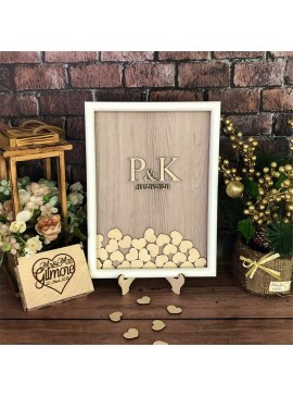 Intra απο ξύλο plywood 3mm-4mm πάχος - Βιβλίο επισκεπτών γάμου Drop Box με καρδιές Δίασταση 30x30 cm Intraeaxys-yon05gy7