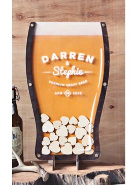 Intra απο ξύλο plywood 3mm-4mm πάχος - Beer Drop Hearts Wedding Guest Books Alternative Δίασταση 30x30 cm Intraeaxys-lopql3z7