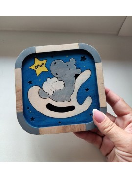 Intra απο ξύλο plywood 3mm-4mm πάχος - Παζλ Hippopotamuses For Kid Δίασταση 30x30 cm Intraeaxys-joed8x81