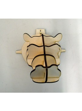 Intra απο ξύλο plywood 3mm-4mm πάχος - Hippo Head Wall Decor Τρόπαιο κεφαλής ζώων Δίασταση 30x30 cm Intraeaxys-eo20vm47