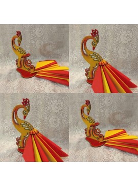 Intra απο ξύλο plywood 3mm-4mm πάχος - Κεντρικό επιτραπέζιο θήκη χαρτοπετσέτας Peacock Δίασταση 30x30 cm Intraeaxys-r1z2z5p1